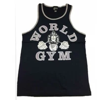 W330 World Gym Athletic Ringer Tank  Bodybuilding Workout Gym Top