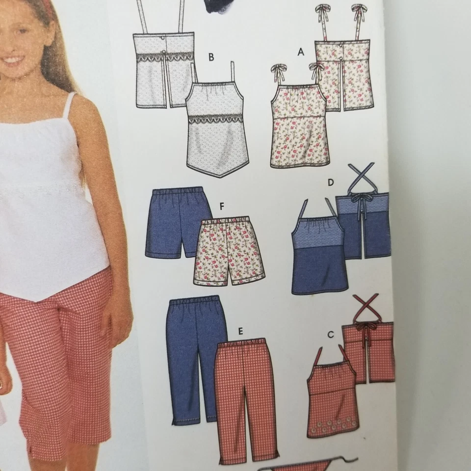 Simplicity 9652 Girls Tops, Pants Shorts & Scarf Sizes 3-6 Pattern Summer Outfit - Image 2 of 4