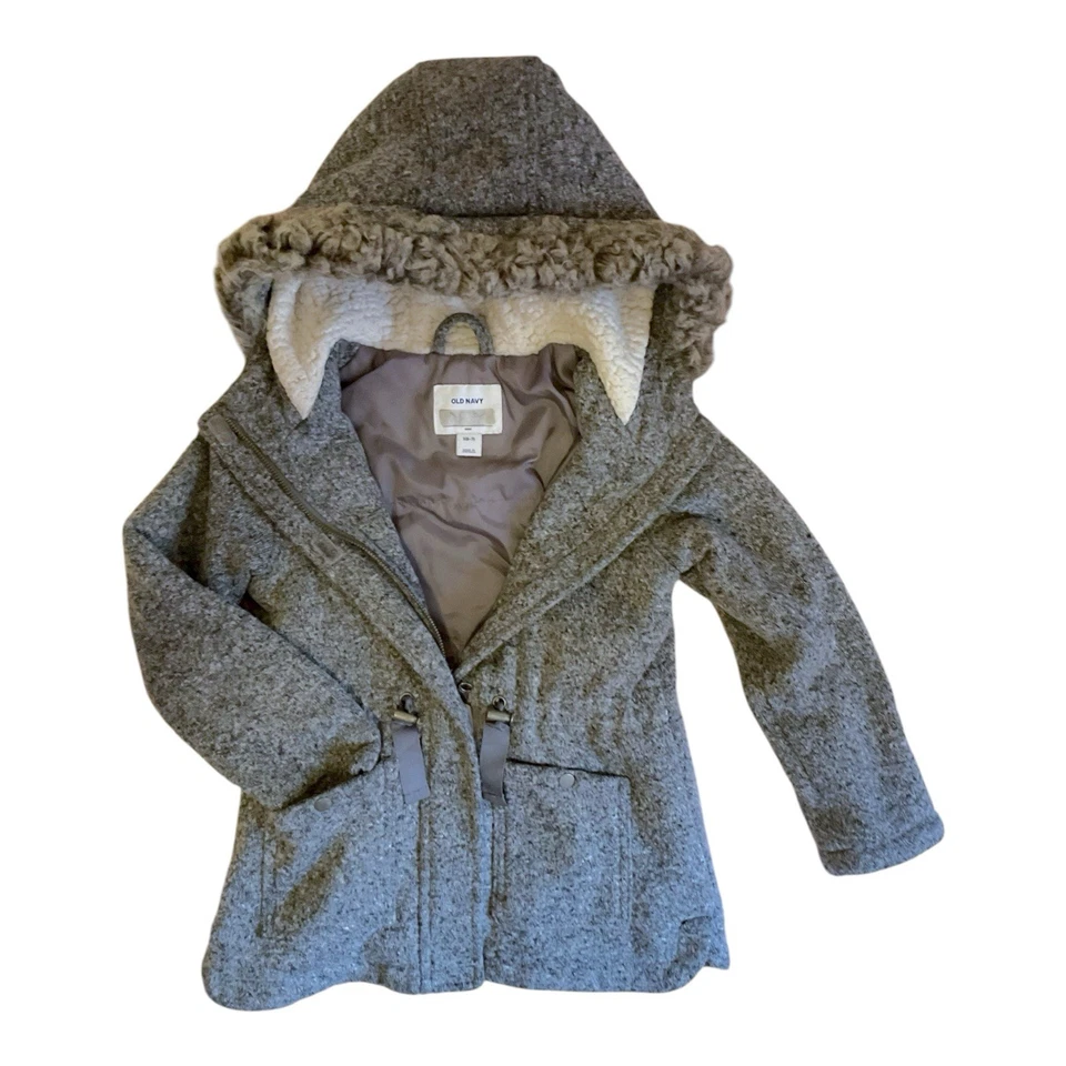 Abrigo gris lima tejido azul marino antiguo para niñas talla 6-7 Foto 3 de 4