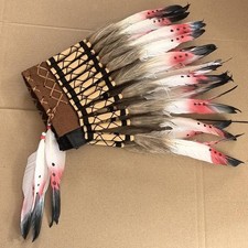 American Chief Indian Native Feather Headdress Roles Play Headwear for Halloween