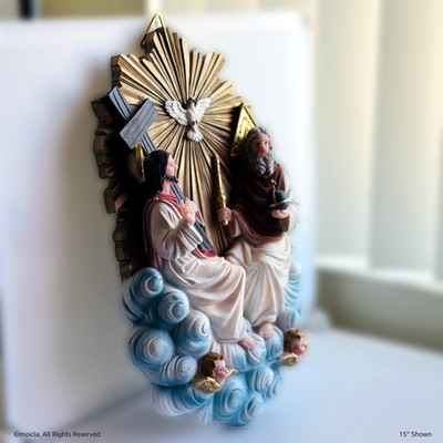 The Holy Trinity Resin Statue - 15'' Catholic Wall Hanging Medallion