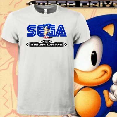 T-SHIRT SEGA MEGA DRIVE SONIC RETRO SPIELE CASUAL OLD STYLE NERD