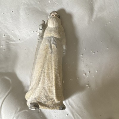 Plaster Santa Claus Figurine White Yellow Gray Standing Christmas Decor 15 