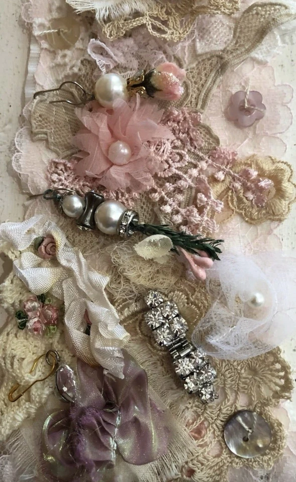 De Colección SlowStitch JunkJournal Fragmentos Rollo Retazos Encaje Encuadernación Tela 75Yd LOTE1 Foto 4 de 4