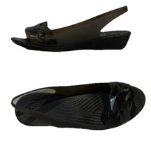 Crocs Isabella Womens Sz 8 Huarache Black Jelly Sling Back Sandals