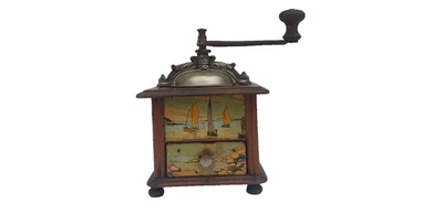 ANCIEN MOULIN A CAFE A MANIVEL MANUEL MODELE DS DECORE SUR SES 4 FACES 1931/36 - Photo 1/4