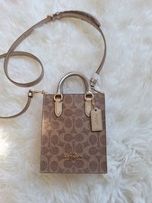 NEW COACH Mini Tote Bag In Signature Canvas Gold