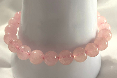 Rose Quartz Beaded Bracelet Natural Gemstone Harmony Love Self-Worth Stretch