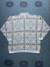 Vintage 80s knit sweater Rose acrylic lurex sparkle snowflake geometric women XL