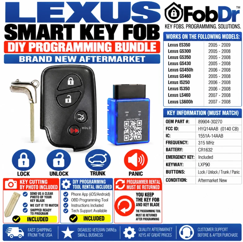 DIY LEXUS ES350 GS350 IS250 IS350 SMART KEY HYQ14AAB RENTAL TOOL + KEY CUT image 1