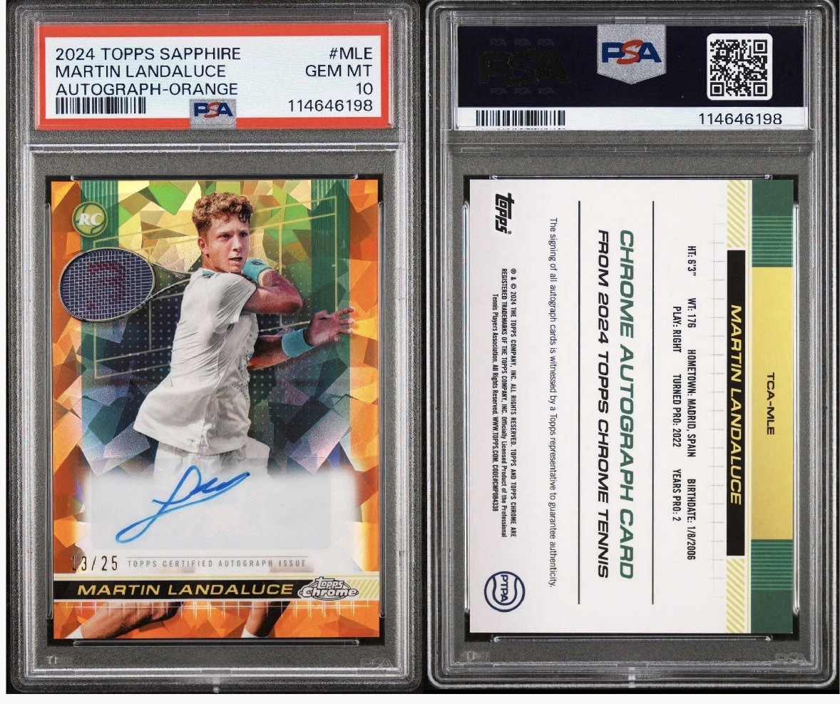 2024 TOPPS CHROME ORANGE REFRACTOR/25 MARTIN LANDALUCE AUTO ROOKIE PSA 10 GEM🔥