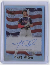 2025 Topps Cyberstats Autographs #95CA-MO Matt Olson Blue Foilboard /25