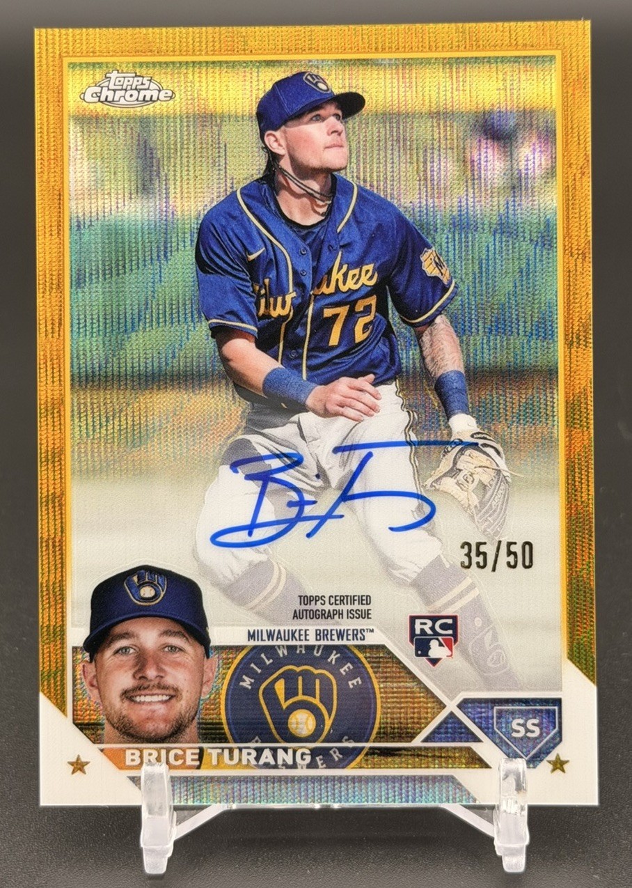 2023 Topps Chrome - Brice Turang Rookie RC - Gold Wave Autograph /50 - RA-BT