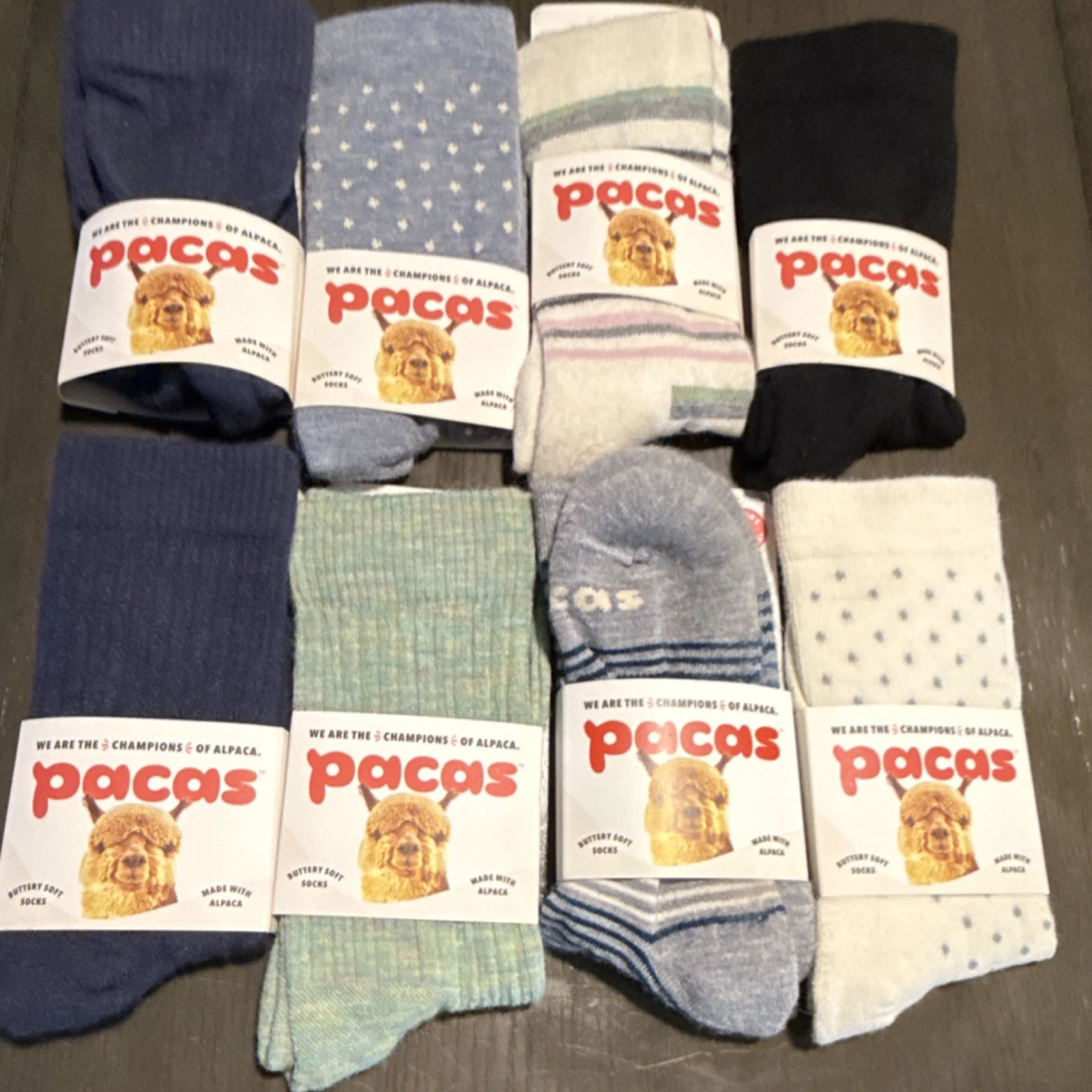 Pacas Alpaca Women’s Crew Socks Multicolor Size m/L 8 Pairs