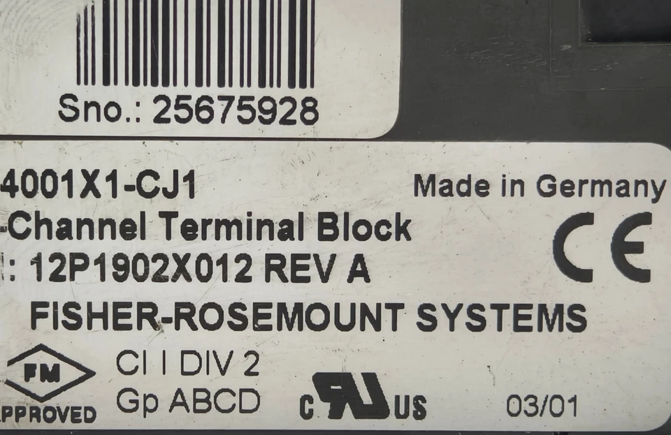 Fisher Rosemount Emerson KJ4001X1-CJ1 12P1902X012 32-Channel Terminal Block - Image 2 of 4