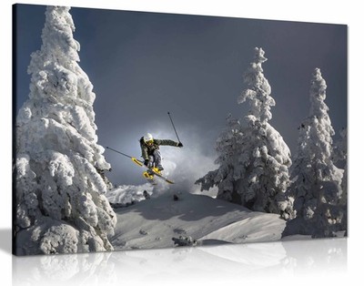 Ski is Life Gerahmtes Leinwandbild, Bilder für Zuhause Wände Deko