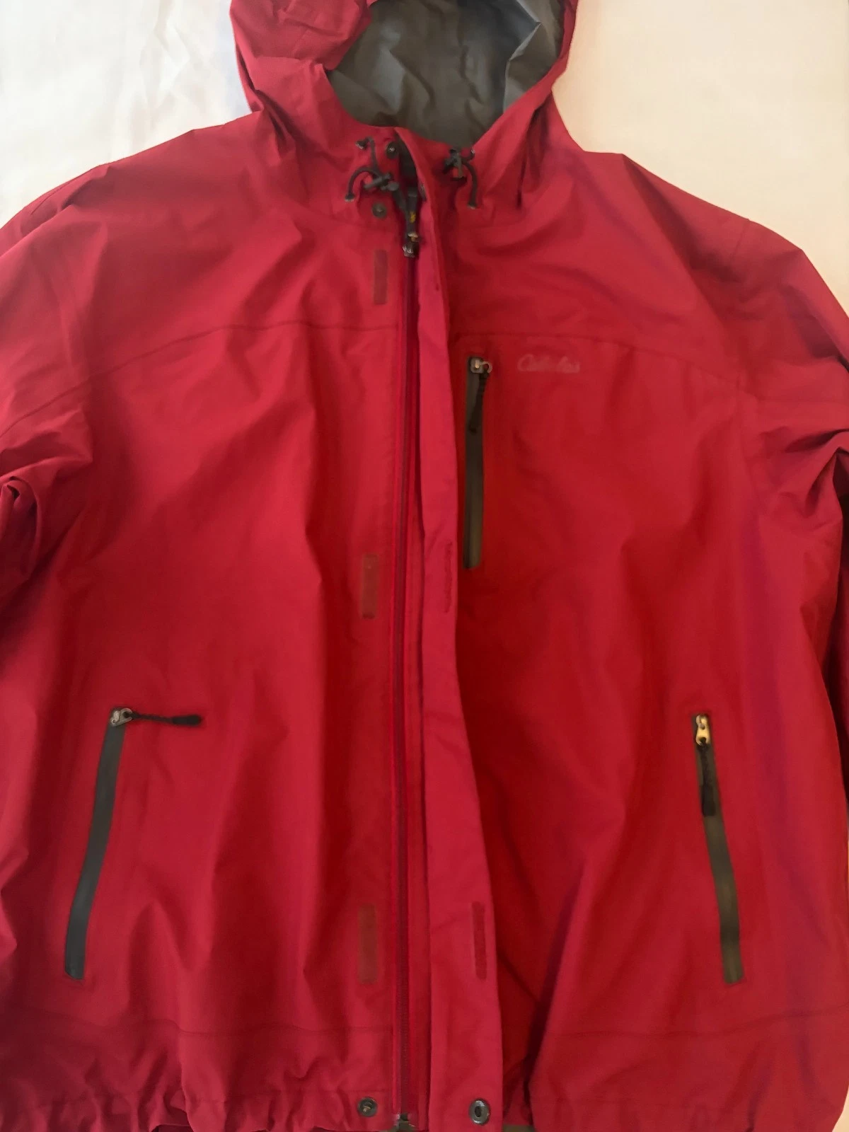 Cabelas Goretex Jacket Mens XL Red Rain Waterproof Parka Full Zip Hooded - product detail image 5