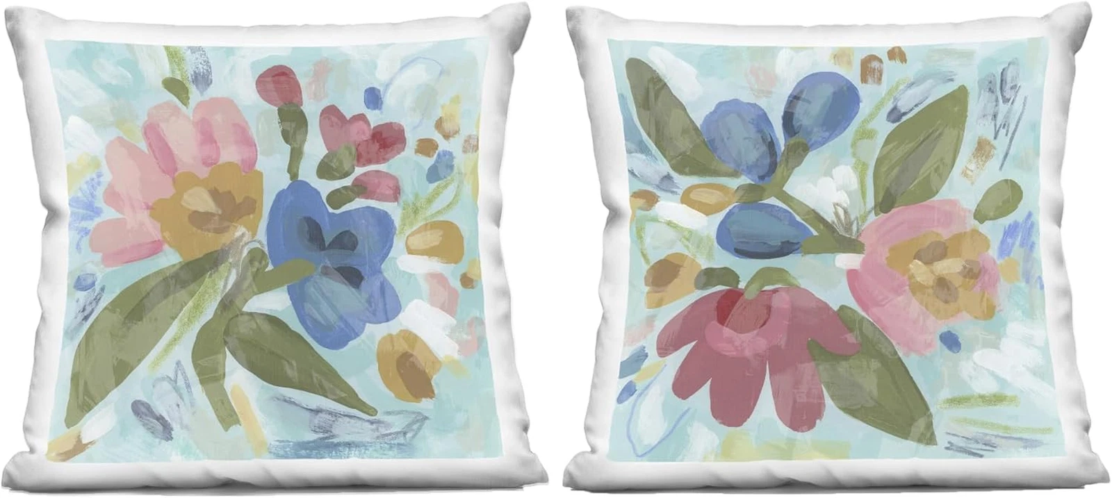 Eclectic Flower Bundles Indoor Throw Pillows, 18x18, Multi-Color, 2 Pack