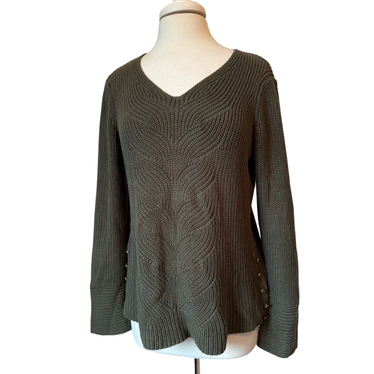 Pull Sonoma Femme XS - Col V En Cachemire, Manches Longues, Raisin, Neuf Avec étiquettes