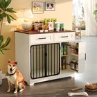 37.4 Dog Crate Furniture, Indoor Dog Kennel With 2 Drawers And Storage Cabinet
