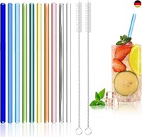 10 StüCk 200Mm Glasstrohhalme Wiederverwendbar, Lfgb Zertifiziert Mehrfarbig