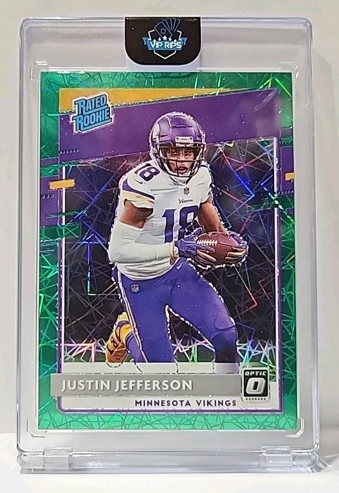 Justin Jefferson 2020 Donruss Optic Green Velocity Rated Rookie RC SP Vikings