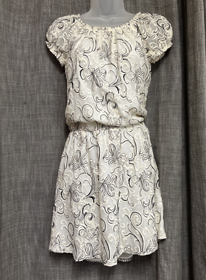ALICE + OLIVIA Silk Mini Dress Size 8 Black White Embroidered Party | eBay