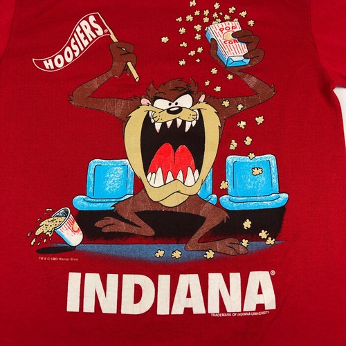 VTG 90s Indiana Hoosiers Tazmanian Devil Shirt Youth Large Red Big Logo Tee - Picture 2 of 12