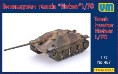 Tank hunter Hetzer L/70,  plastic model kit scale 1/72 Unimodel 487