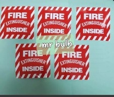       5 pcs FIRE EXTINGUISHER SIGN INSIDE  4x4 SELF ADHESIVE VINYL       