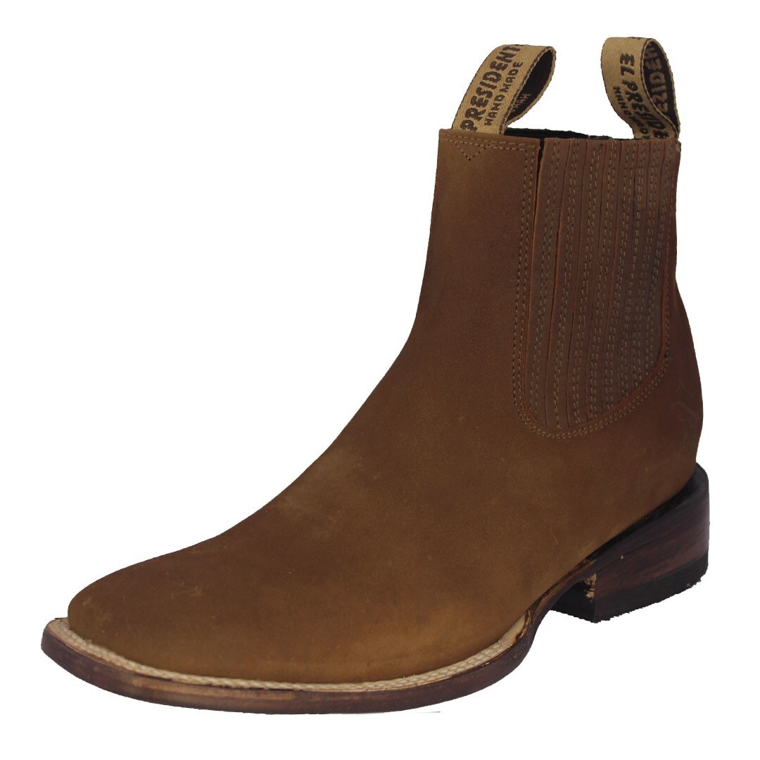 Mens Brown Chelsea Ankle Boots Genuine Nubuck Leather Cowboy  display picture 1
