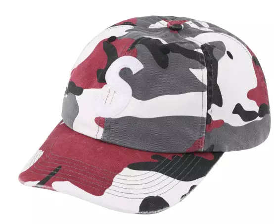 Supreme Pigment Print S Logo 6-Panel Hat Cap Red Camo FW23 100