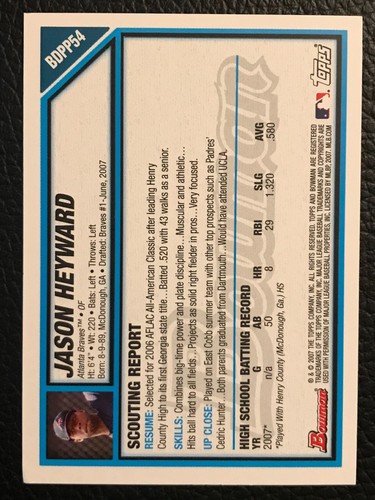 2007 Bowman Draft Picks & Prospect Prospect Baseball - Pick A Card -BDPP1 - 106 - Picture 154 of 218