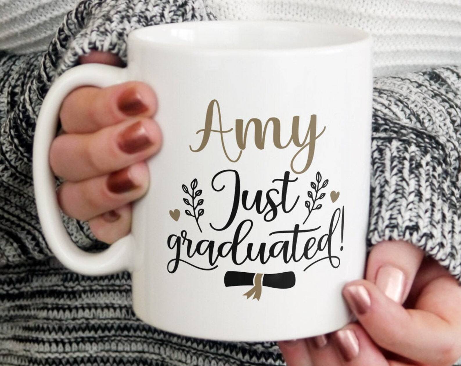 Personalised Just Graduated Printed Mug Enamel Mug Latte Mug Travel Mug