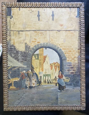 ::ÖLGEMÄLDE ALTSTADT TORBOGEN MARKT FRAUEN KIRCHE MITTELALTER GASSE ABER WO ?? - Bild 1 von 4