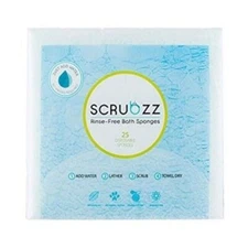 Lot 2x Scrubzz 25 Disposable No-Rinse Travel and Bathi Ng Sponge Wipes