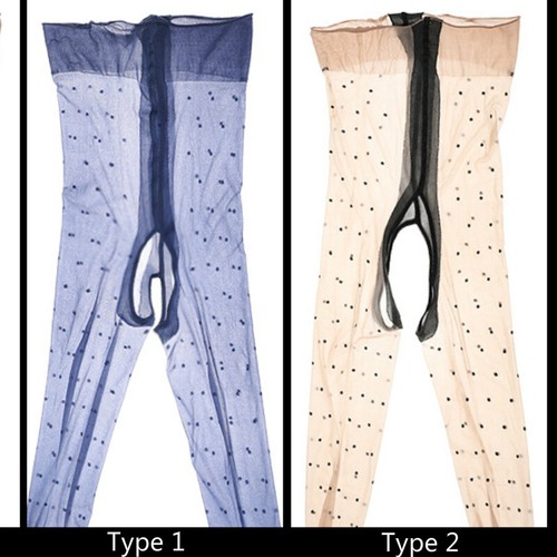 Bas transparents sans entrejambe à pois brillant nylon - Photo 6/18