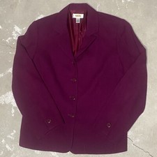Talbots Suit Jacket Womens Deep Burgundy 100% Wool USA Made VTG