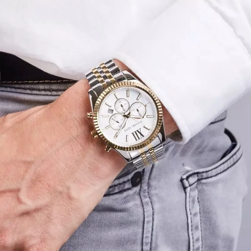 Michael Kors MK8344 Lexington Chronograph White Dial 44mm Case Men's Watch  | eBay