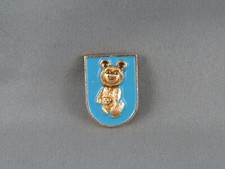 Moscow 1980 Summer Games Pin - Misha The Mascot Shield Design - Stamped Pin