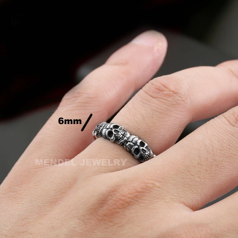 MENDEL Mens Womens Stainless Steel Gothic Skull Engagement Band Ring Size 6-14 - Image 2 of 4