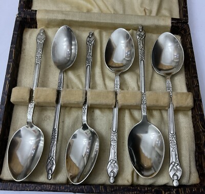 Vtg Silver Plate EPNS 12cm Apostle Teaspoons Coffee