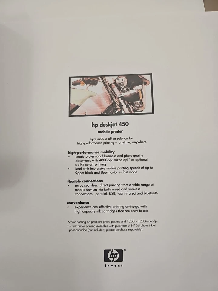 HP DeskJet 450 Mobile Color Inkjet Printer With New Ink. - Image 3 of 4