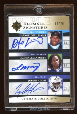 2006 UD DEANGELO WILLIAMS-Lawrence MARONEY-JOSEPH ADDAI triple rc autograph /20