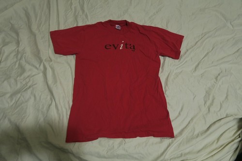 VTG Evita Broadway 1978 Musical Promo T-Shirt Andrew Lloyd Webber Red Size Med