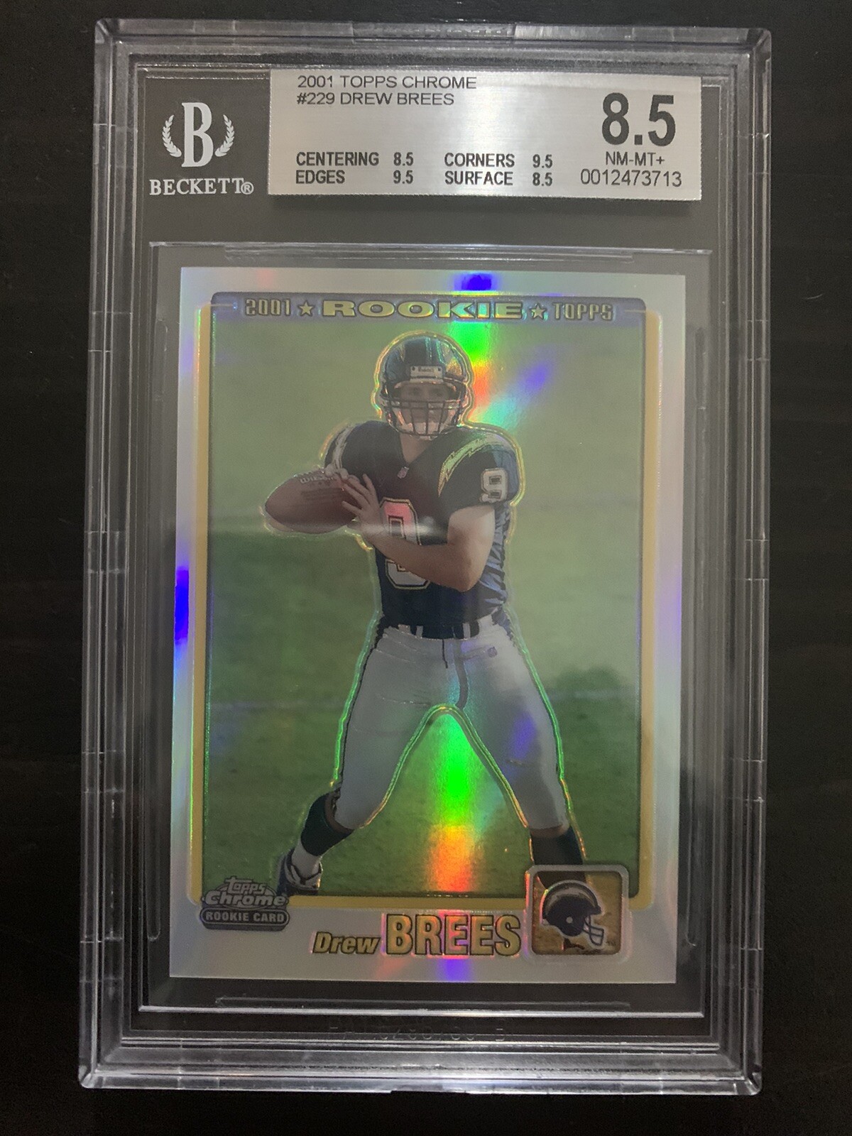 2001 Topps Chrome Drew Brees Refractor RC SP 176/999 BGS 8.5 NM-MT+ 2 X 9.5’s