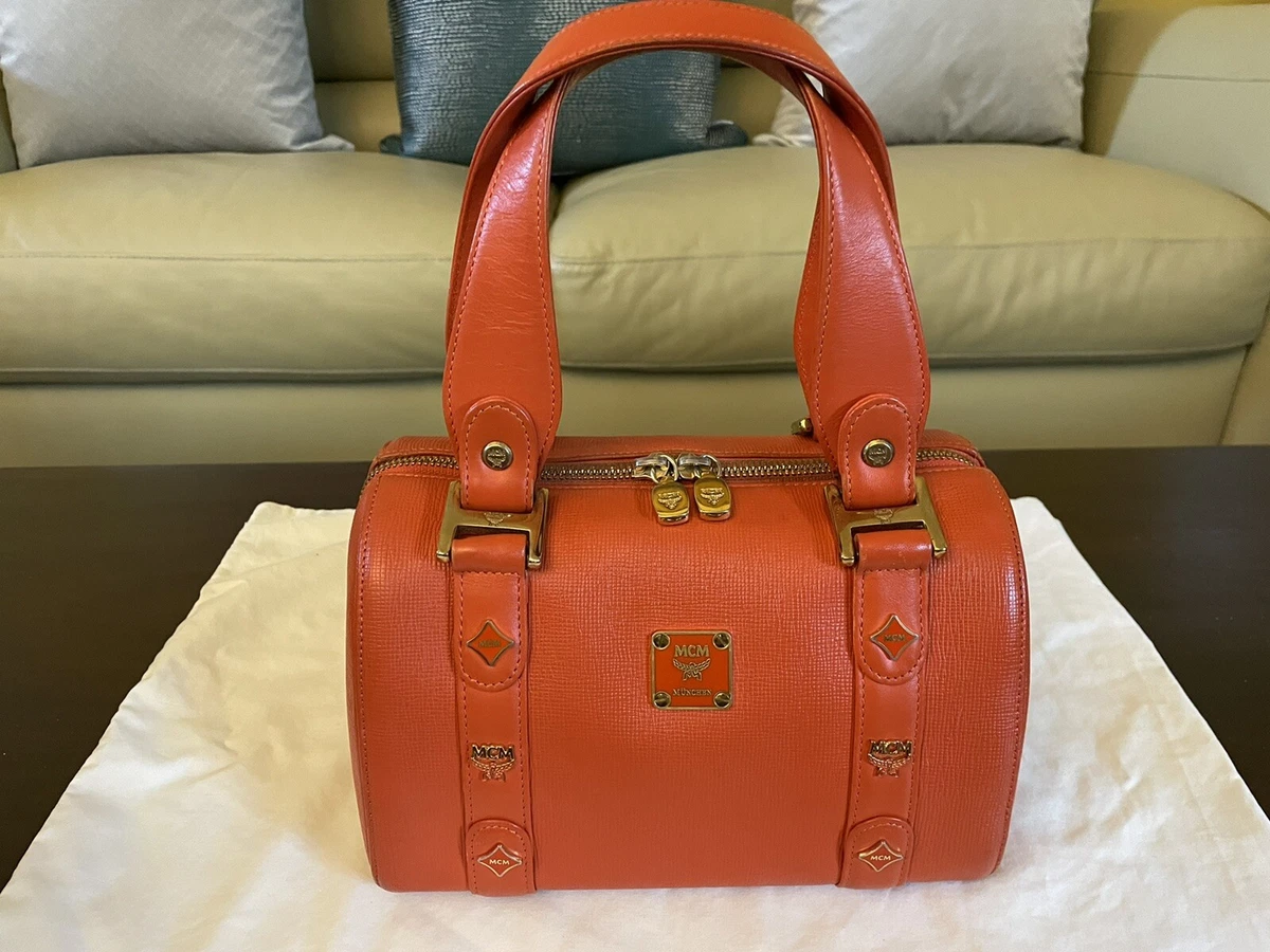 MCM Large Leather München Tote Bag in Orange