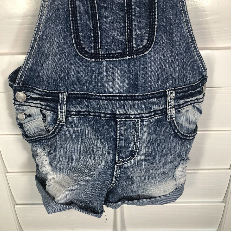 Mono corto con tirantes delantero juniors talla 7 azul vaquero desgastado elástico Foto 3 de 4