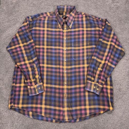 Vintage Gitman Bros Shirt Mens 2XL XXL Blue Plaid Button Down Casual Woven - Afbeelding 1 van 12