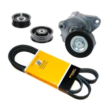 Drive Belt Kit with Tensioner Assembly + 2 Idler Pulleys for Mercedes M272